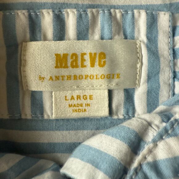 Maeve Anthropologie The Shrunken Bennet Button Down Shirt Striped Hi Low Large - Picture 4 of 5